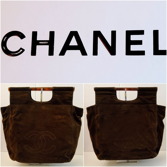 CC CHANEL BROWN SUEDE LEATHER VINTAGE ROD HAND BAG, CERTIFIED AUTHENTIC ♥ - Picture 4 of 15